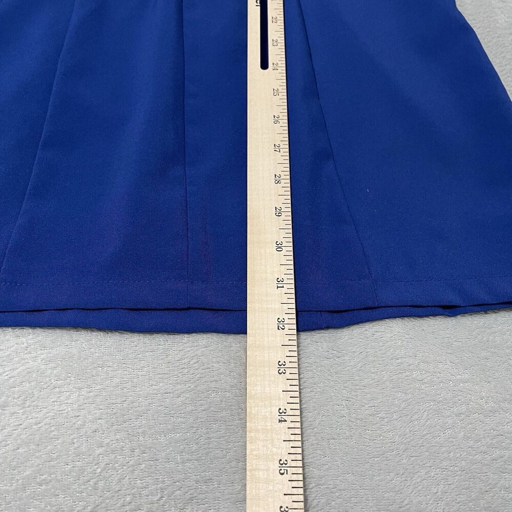 Mini Dress Womens Medium Royal Blue Flutter Gathered Sleeve Round Neck Belt - Picture 7 of 9